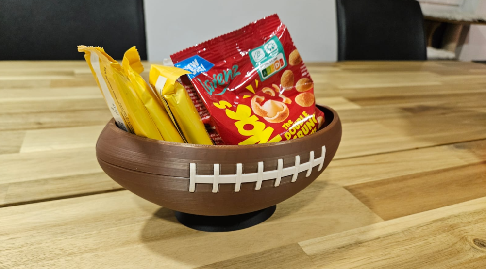 Football shaped snack bowl